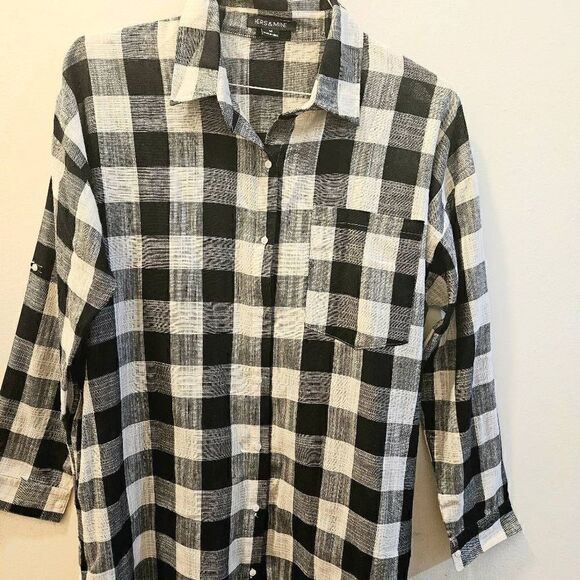 Hers & Mine button up plaid shirt size M - Picture 2 of 8